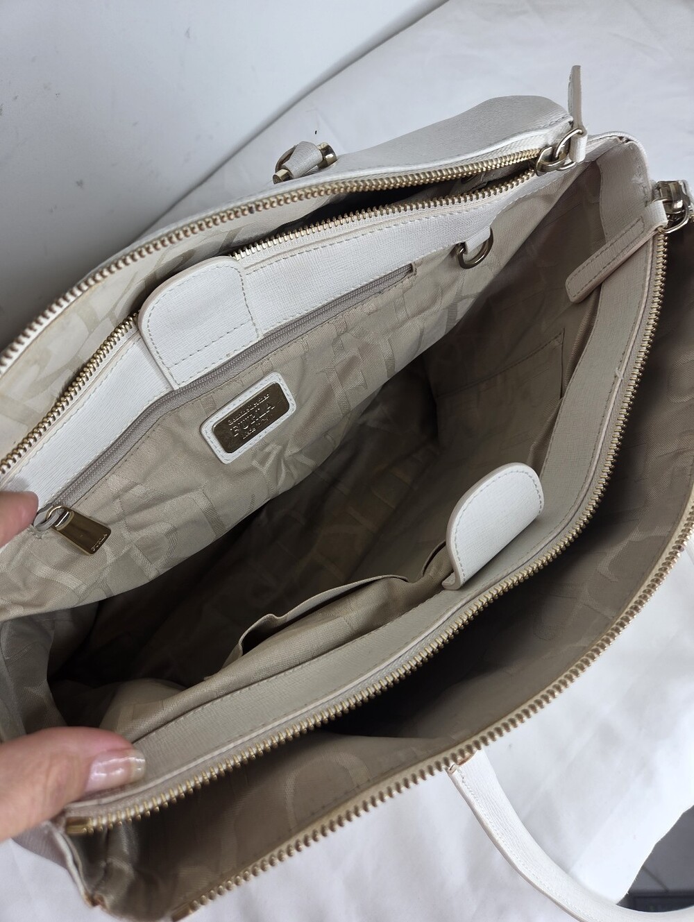 Furla Ivory Top-Handle Tote with Gold Accents - Picture 3 of 14